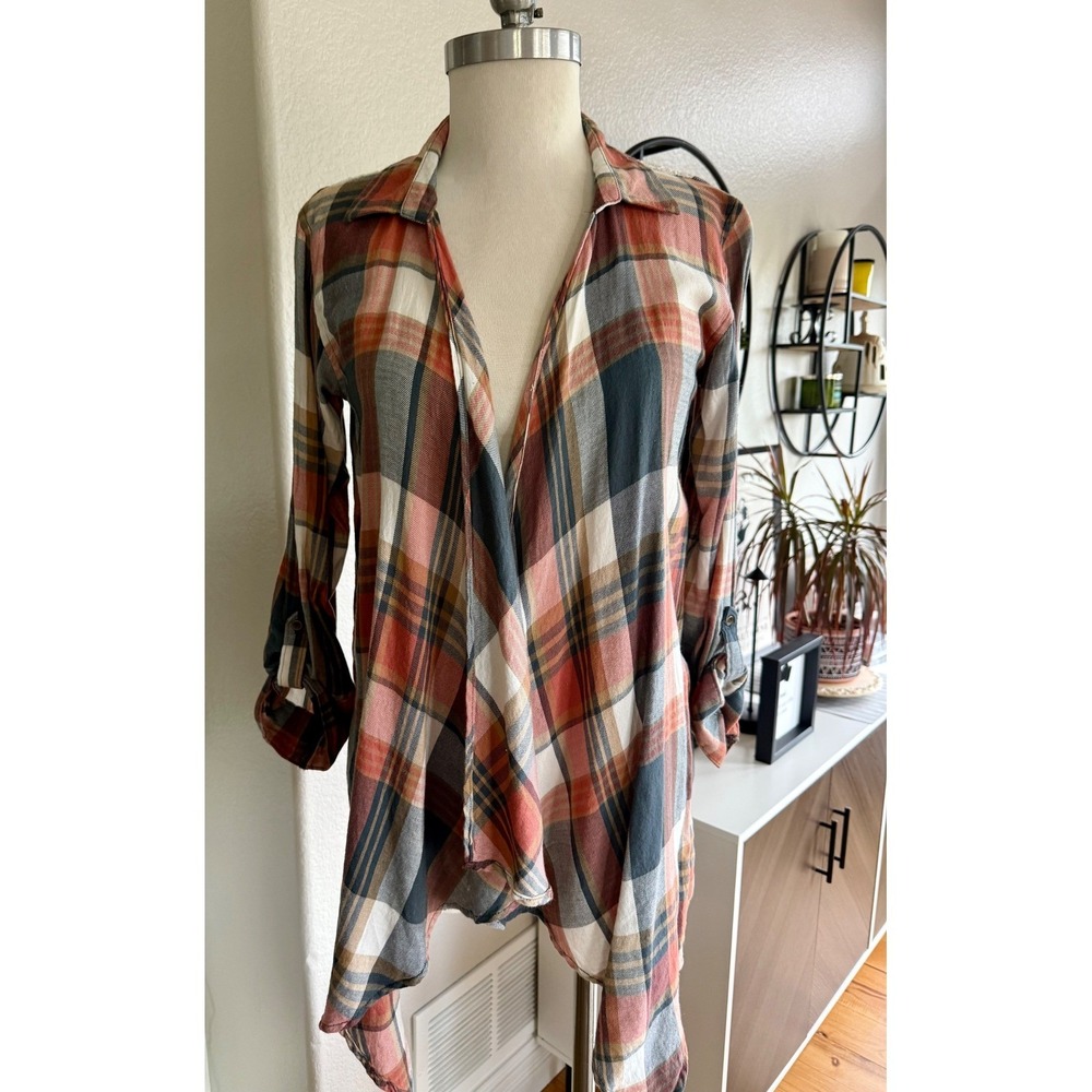Natural Reflections Women's S Plaid Lace Back Long Sleeve Shrug Top Country Boho